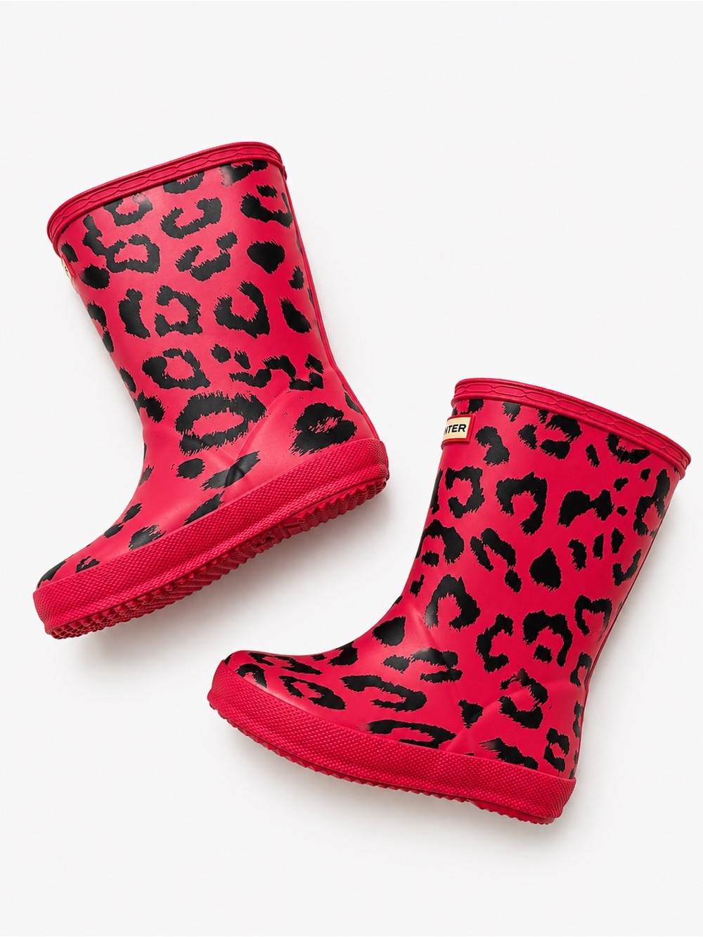 Hunter Kids Pink and Black Leopard Print Rain Boots Like new UK 9 US10